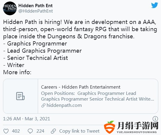 CSGO开发商发招聘公告 在开发第三人称3A奇幻大作