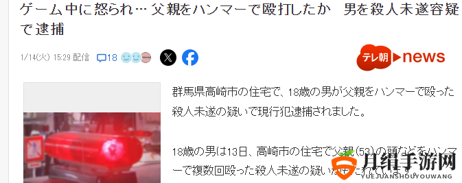 18岁日本玩家铁锤袭击父亲被捕 玩游戏时被训斥